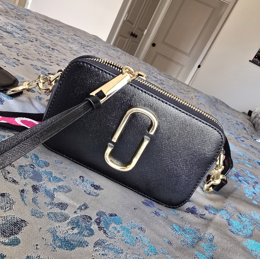 Marc Jacobs Black Crossbody with Gold Double J Hardware
